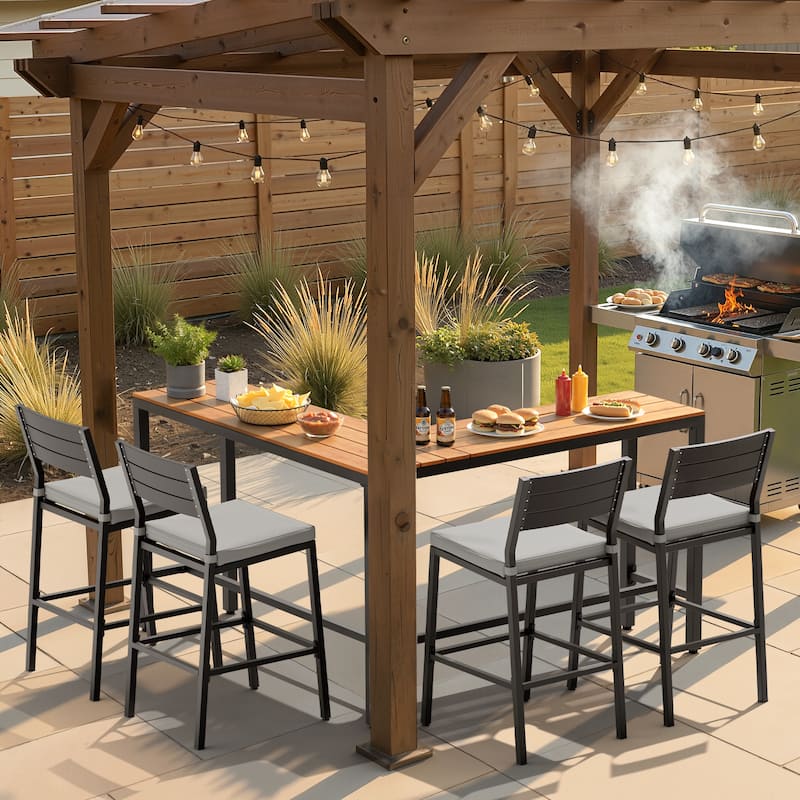 Pellebant Patio Outdoor Bar Table Rectangle Pub Table Dining Table