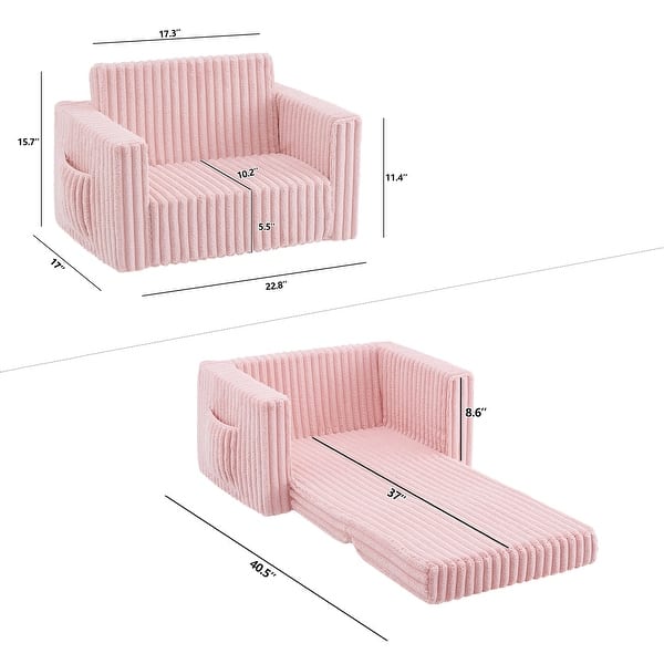 dimension image slide 2 of 7, Kids Sofa, Children's 2 in 1 Convertible Sofa to Lounger