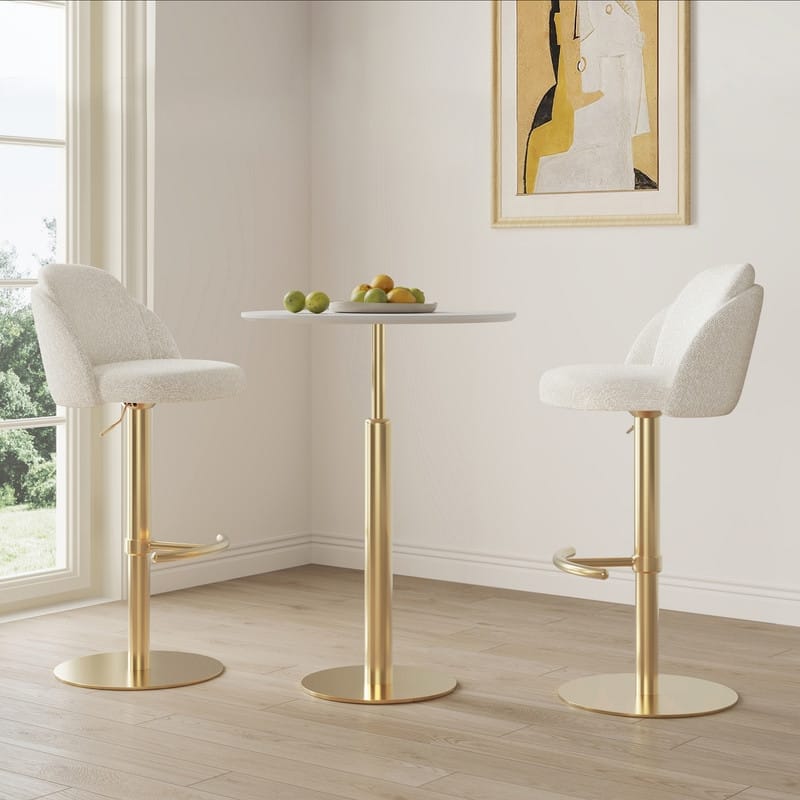 Spruce & Spring Joseph Modern Adjustable Swivel Counter Bar Stools with Back and Arched Footrest