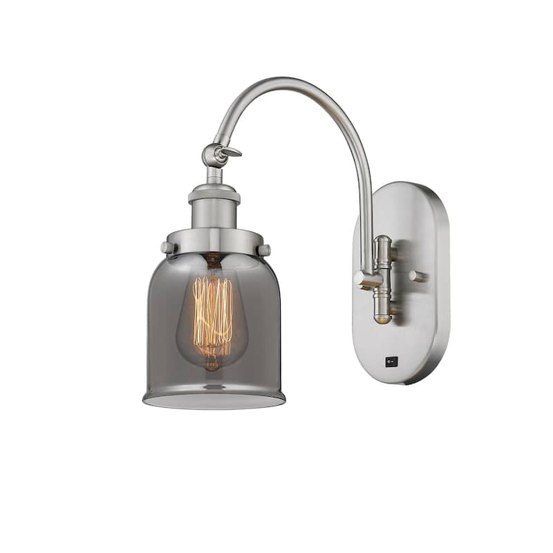 Innovations Lighting 918-1W-13-5 Bell Sconce Bell 13" Tall Wall Sconce - Brushed Satin Nickel / Plated Smoke