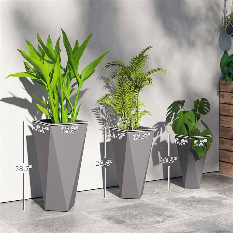 3-Piece Stackable Garden Bed Planter with Drainage Holes