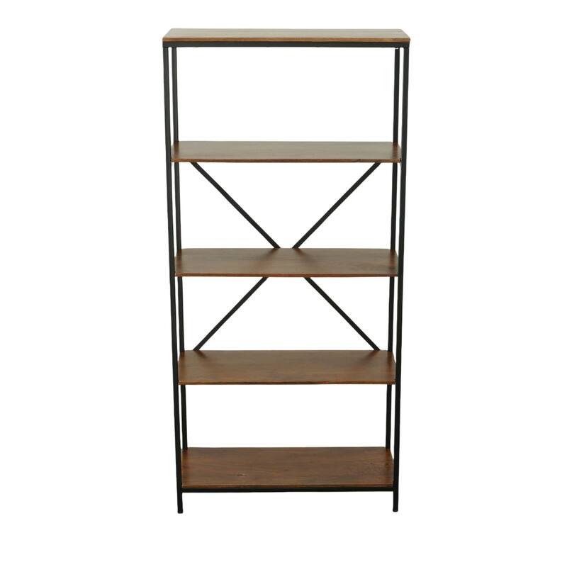 5 Tier Tall Storage Book Shelves - Chestnut Brown and Black