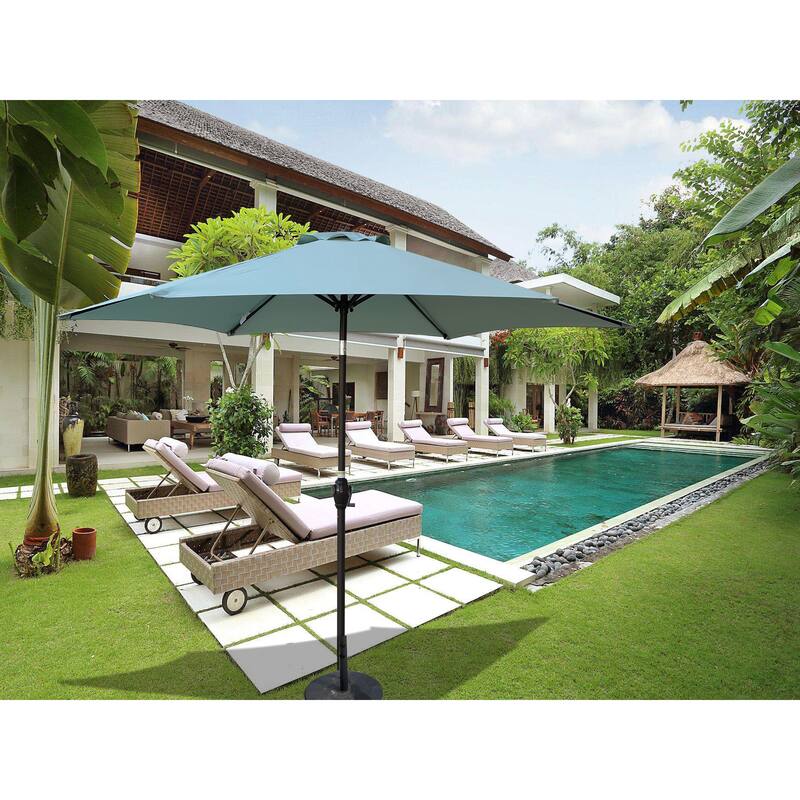 9FT Frosty Green Outdoor Patio Umbrella with Tilt and Crank System - Green