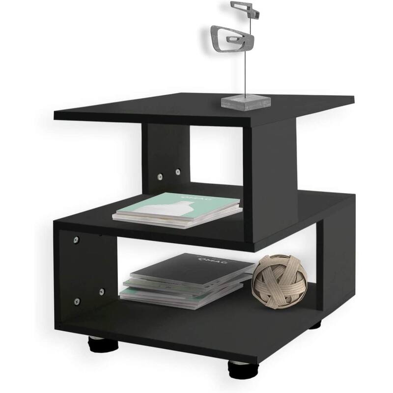 Tatami Magic Cube Nightstands with Classic Modern 2-Tier Rectangle Hollow Design
