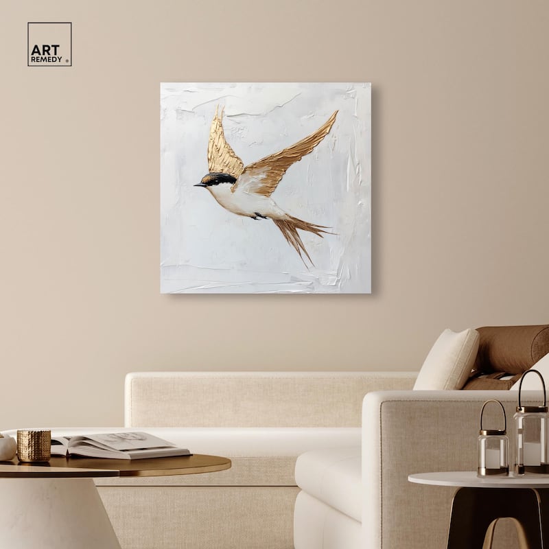 Simple Golden Swallow Canvas by Art Remedy, Gallery Wrapped