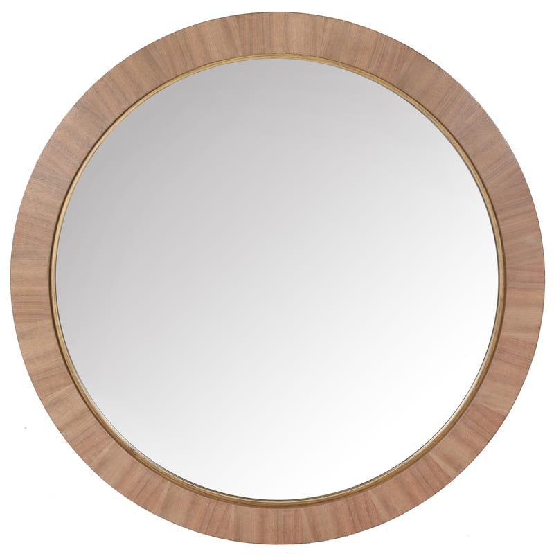 SAFAVIEH Couture Paulson 42.9-inch Round Wood Mirror - 42.9"W x 2.8"D x 42.9"H - Walnut