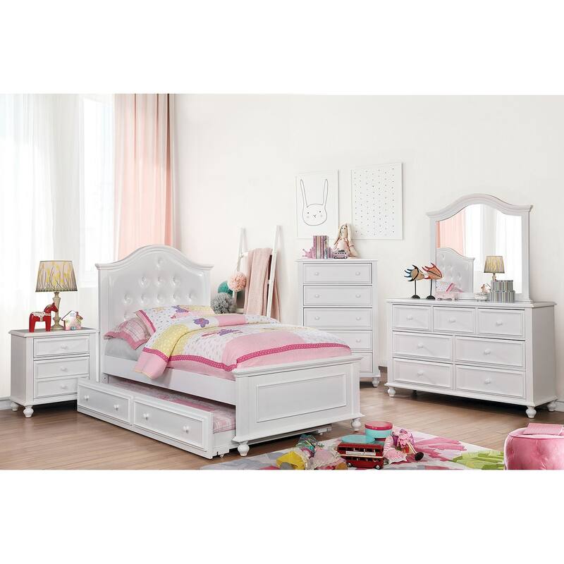 Wooden Nightstand with 2 Drawers, White