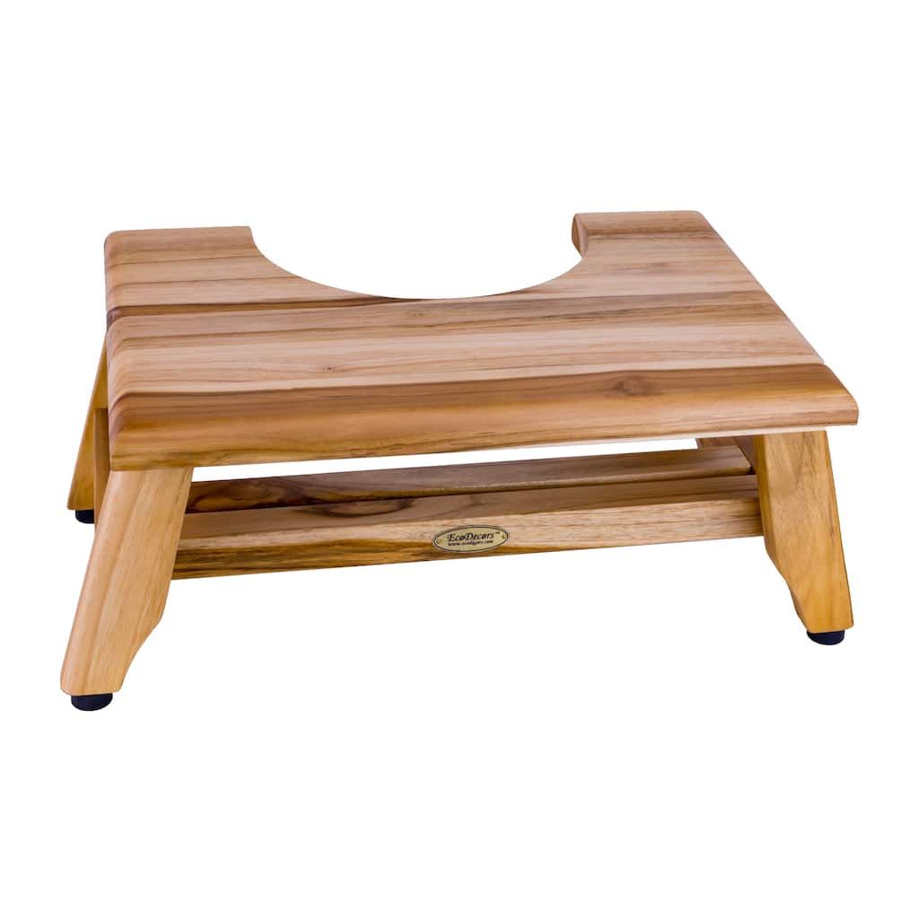EcoDecors SerenityPoo EarthyTeak 8" Teak Wood Toilet Stool