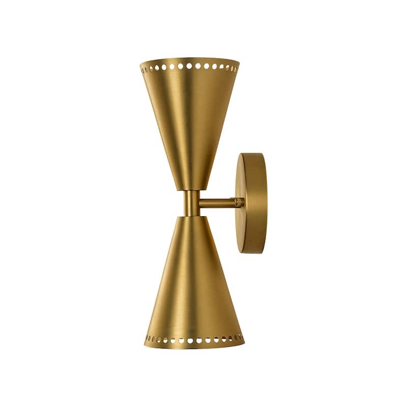 2-Light Mid-century Dual Cone Hourglass Up Down Wall Sconce