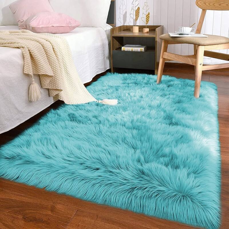 Shaggy Faux Fur Sheepskin Area Rug Super Soft Home Decor Carpet