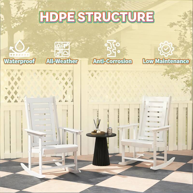 GDFStudio - Oliver Classic HDPE Outdoor Rocking Chair Set