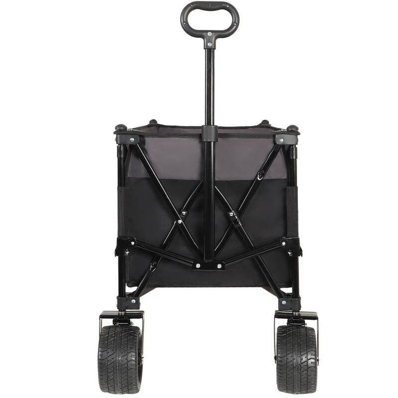 Tall Heavy-Duty Folding Wagon Cart with 480lbs Capacity - All-Terrain Wheels, Side Pockets, Brakes & Drink Holders