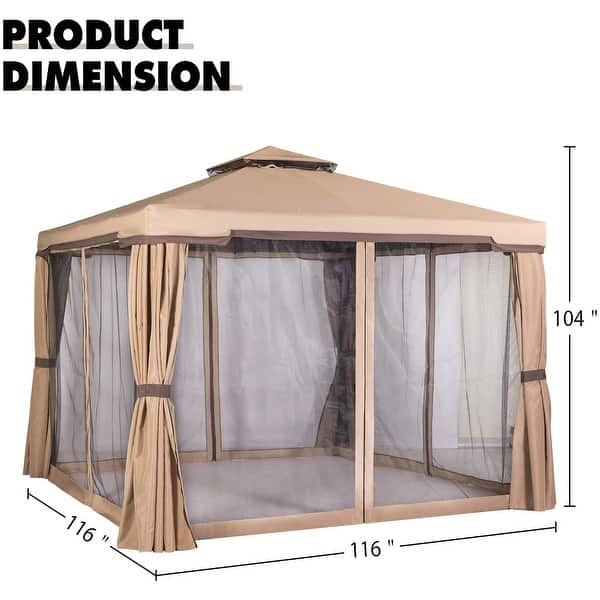 Shop Outdoor Patio Furniture 10 X 10 Soft Top Garden Gazebo Canopy Umbrella With Net Drapery Mosquito Netting And Shade Curtains Overstock 31427999