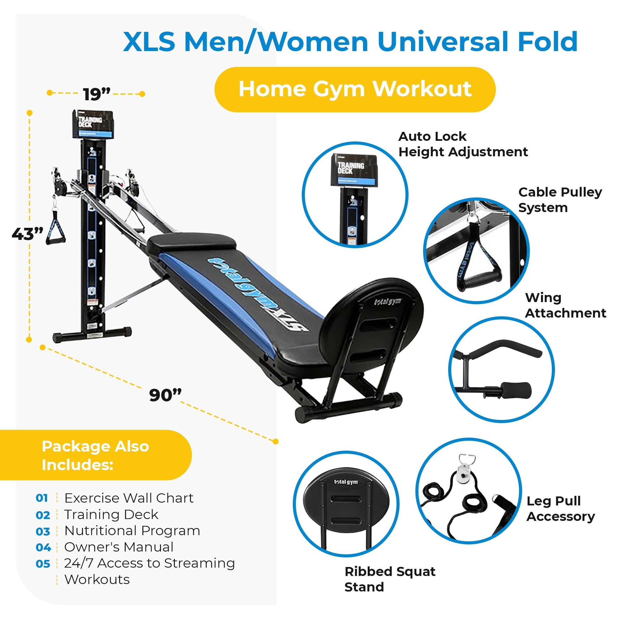 Total Gym XLS Men Women Universal Fold Home Gym Workout Machine Plus Accessories On Sale Bed Bath Beyond 35050227