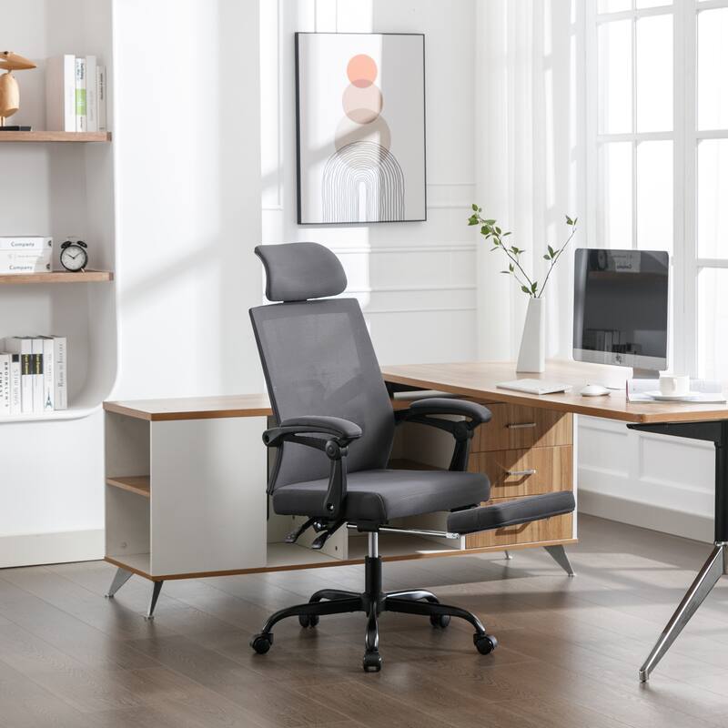 Ergonomic Mesh Office Chair with Adjustable Lumbar Support & Footrest