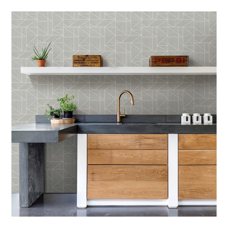 Advantage Ina Silver Geometric Wallpaper - 20.5 x 396 x 0.025