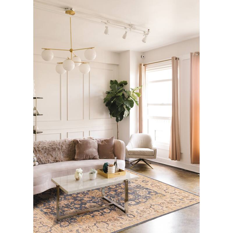 ECARPETGALLERY Hand-knotted Modern Oushak Dark Blue Wool Rug - 9'2 x 11'11