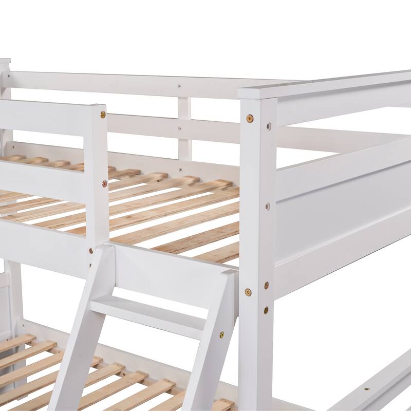 Twin Over Twin Wood Bunk Bed, Convertible Solid Wood Bunkbed Frame