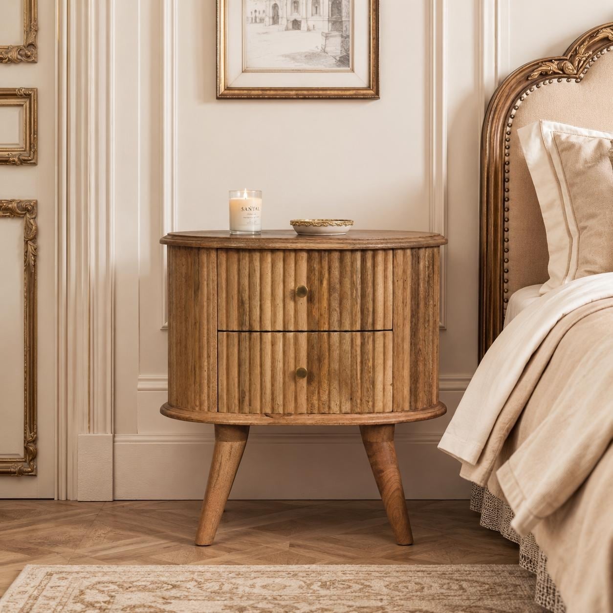 Artisan Furniture Solid Wood Soba Nordic Bedside, 2 Drawers, Brown