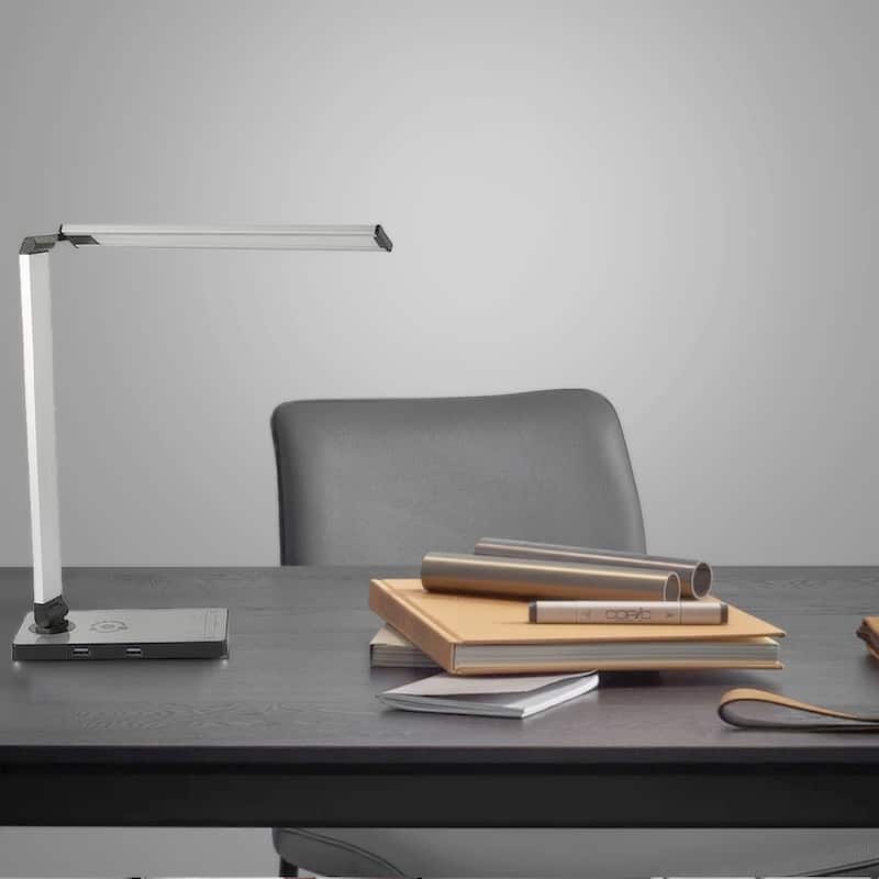 Amax Lighting 10W Aluminum with 110V-240V LED Desk Light White Finish - Black
