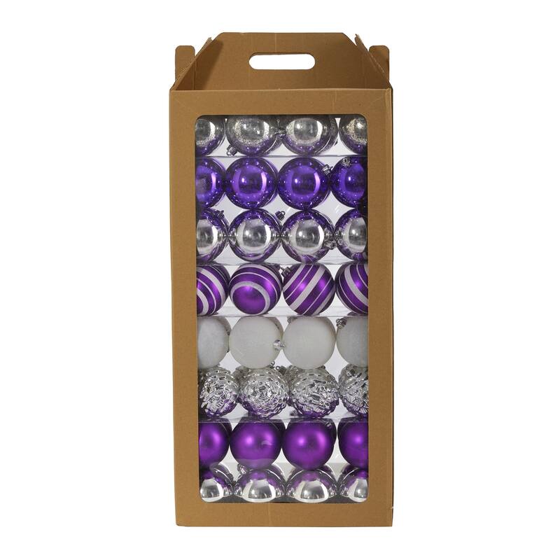Holiday Shatterproof, 64 Count Christmas Tree Ornament Set, 80mm