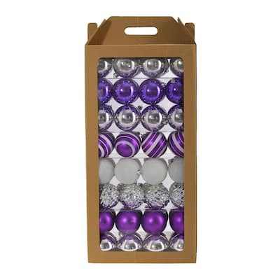 Holiday Shatterproof, 64 Count Christmas Tree Ornament Set, 80mm