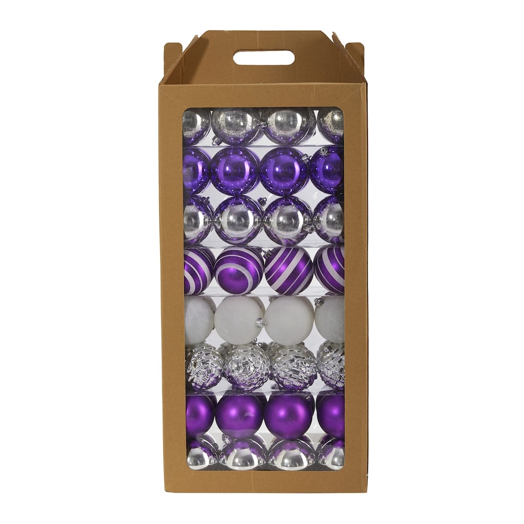 Holiday Shatterproof, 64 Count Christmas Tree Ornament Set, 80mm
