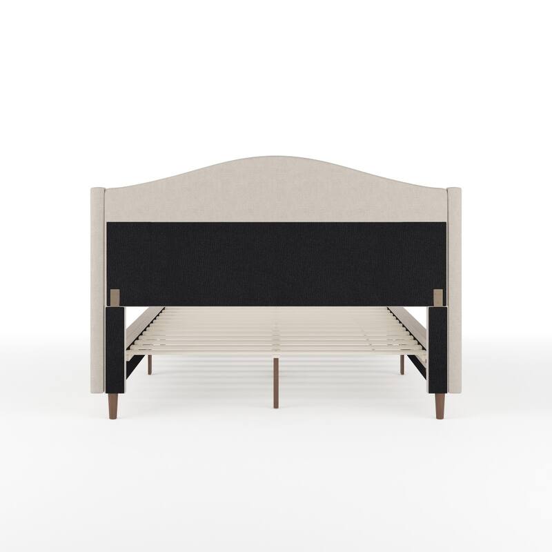 Martha Stewart Upholstered Platform Bed with Curved Headboard