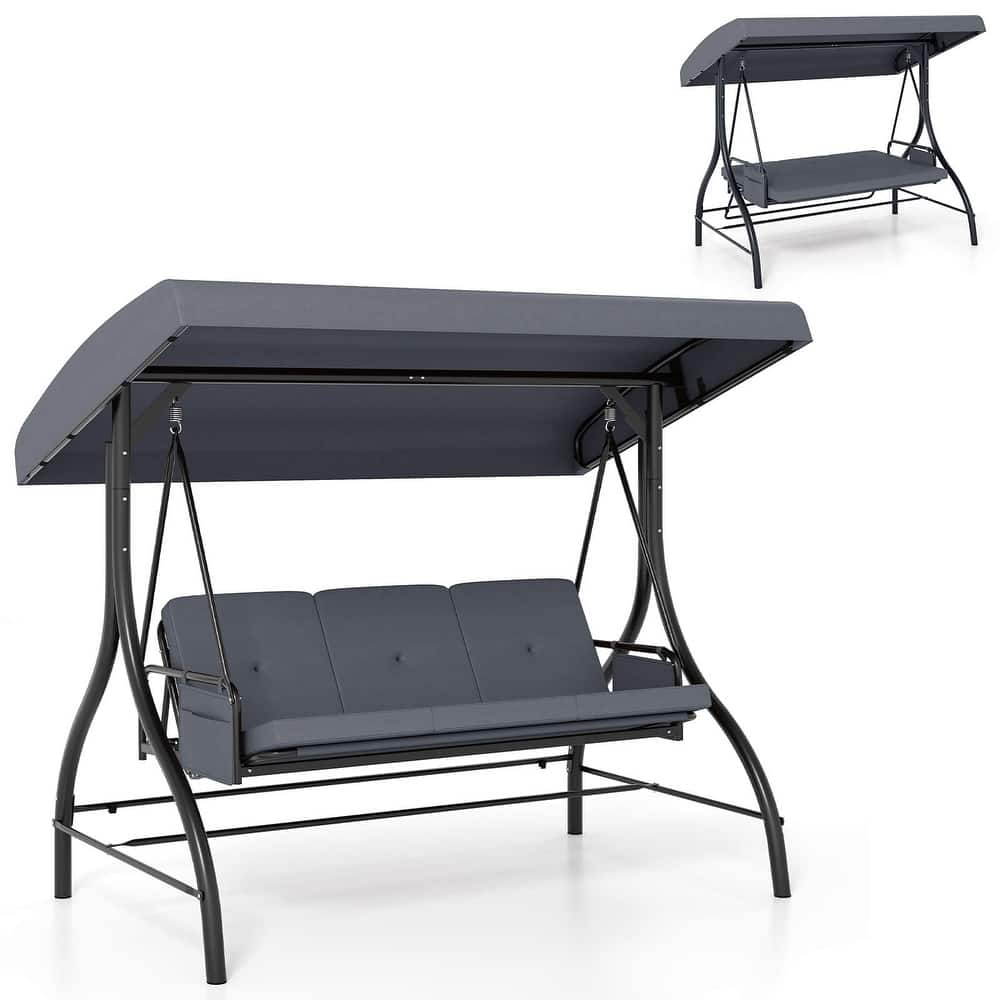 Costway 3-Seat Patio Swing with Canopy with Removable Cushions & Side - See Details