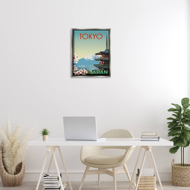 Stupell Vintage Tokyo Scenery Framed Floater Canvas Wall Art Design By Victoria Barnes