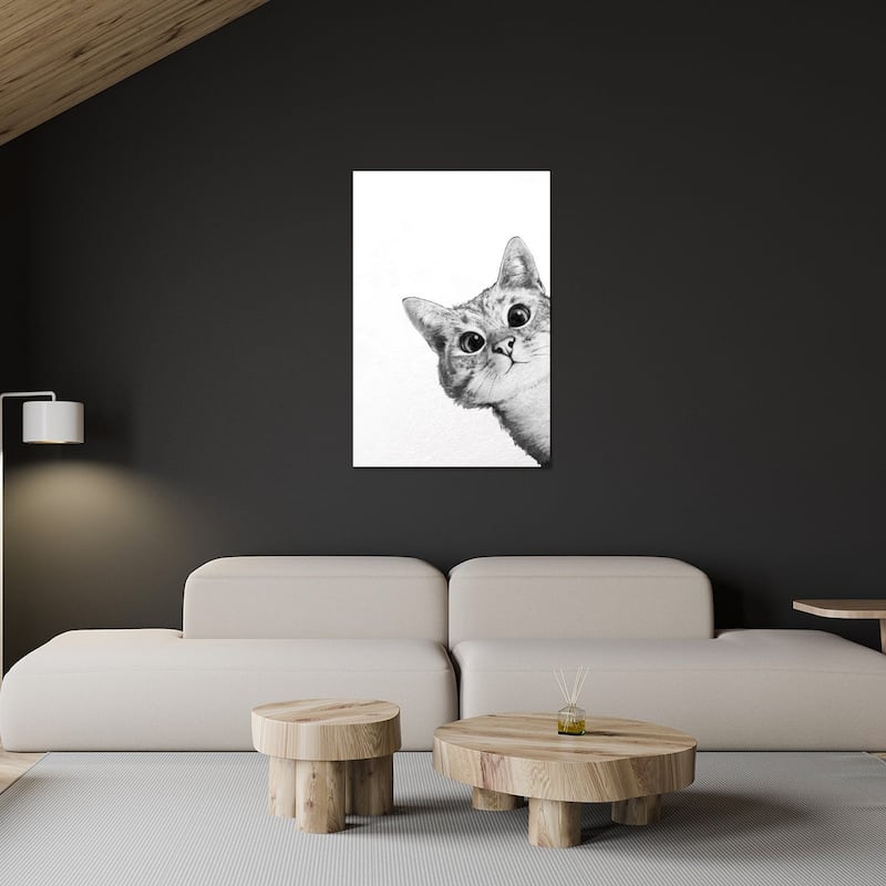 Sneaky Cat Print On Acrylic Glass by Laura Graves - 32x24x0.25