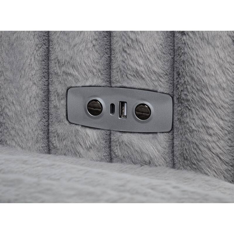 Jacana Corduroy Upholstered Dual Power Chaise Sofa