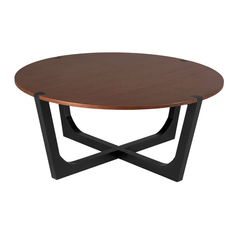 Acacia Solid Wood Coffee Table, Durable Acacia Solid Wood Frame, Brown & Black Color