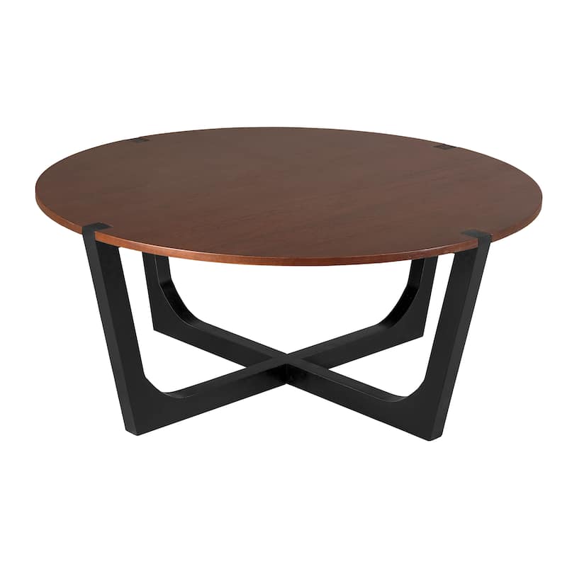 Versatile Coffee Table with X-Cross and Round Tabletop