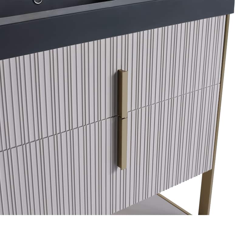 Fine Fixtures Serenity Modern Bathroom Vanity with Black Gel Acrylic Top