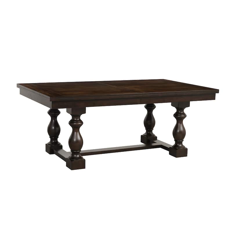 Modern Country Style Dark Oak Finish Dining Table 1pc with Extension Leaf Wooden Dining Furniture Industrial Aesthetic