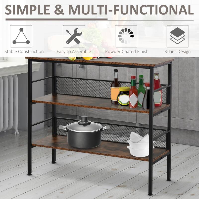 Industrial 3-Tier Storage Shelf with Adjustable Feet