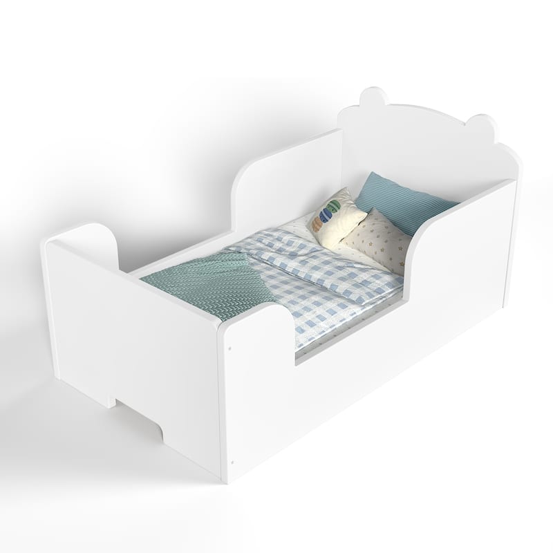 Toddler Floor Bed Frame - Bear Shape Cot Bed for Boys & Girls Ages 3-6