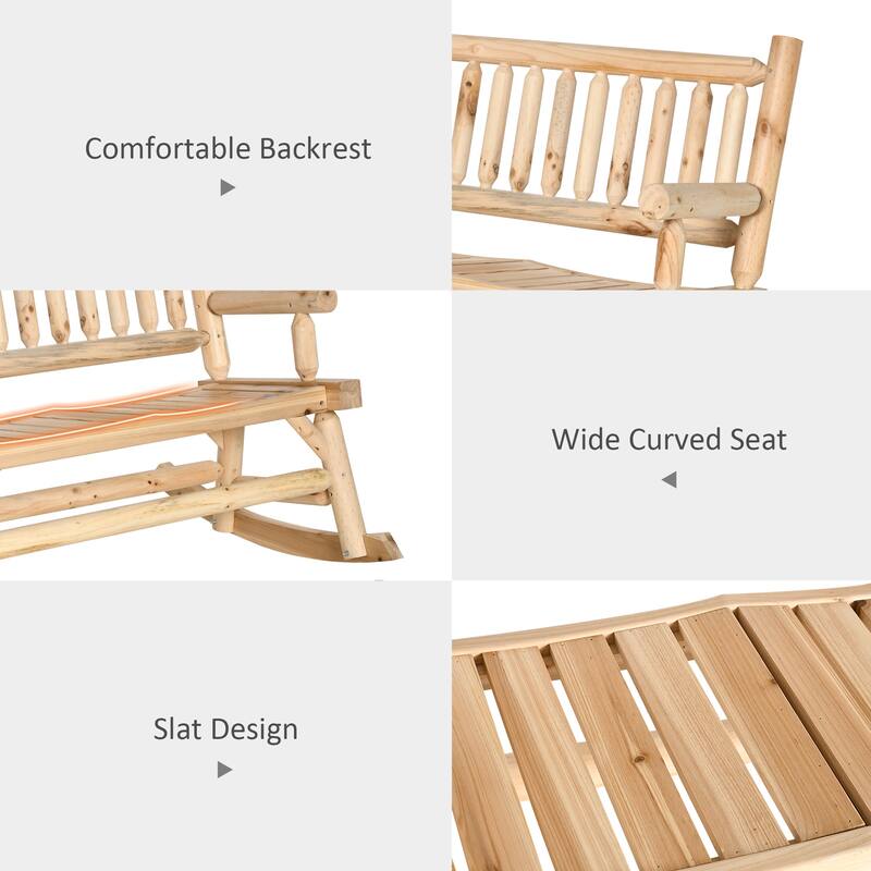 Outsunny 2-Person Wood Rocking Chair With Log Design (Excluding the table)