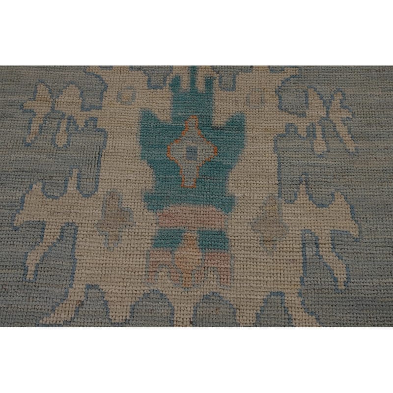 Blue Vegetable Dye Oushak Turkish Large Rug Handmade Wool Carpet - 10'4"x 14'3"