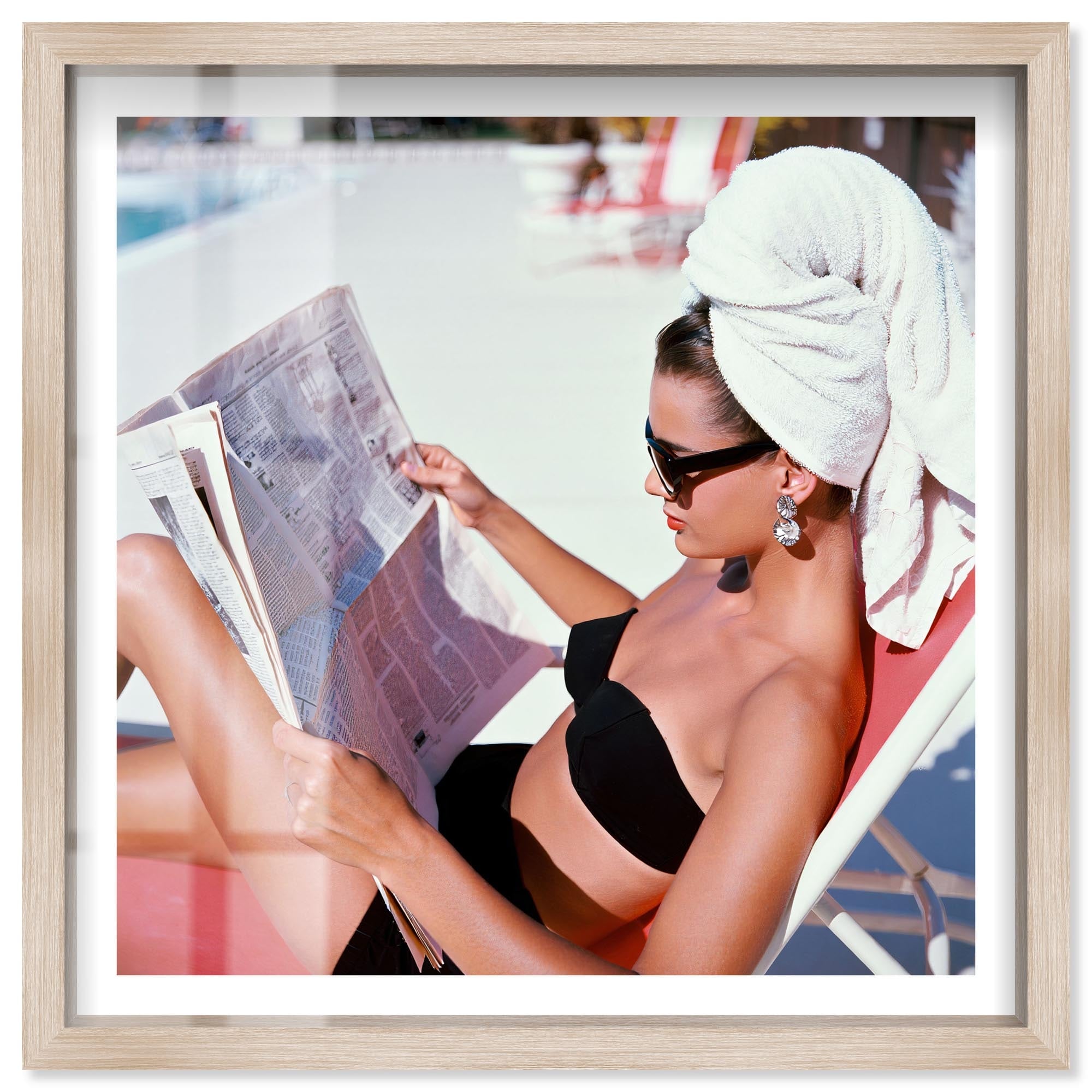 Poolside Reading Glam Wall Art Shadowbox Print by Notoriart