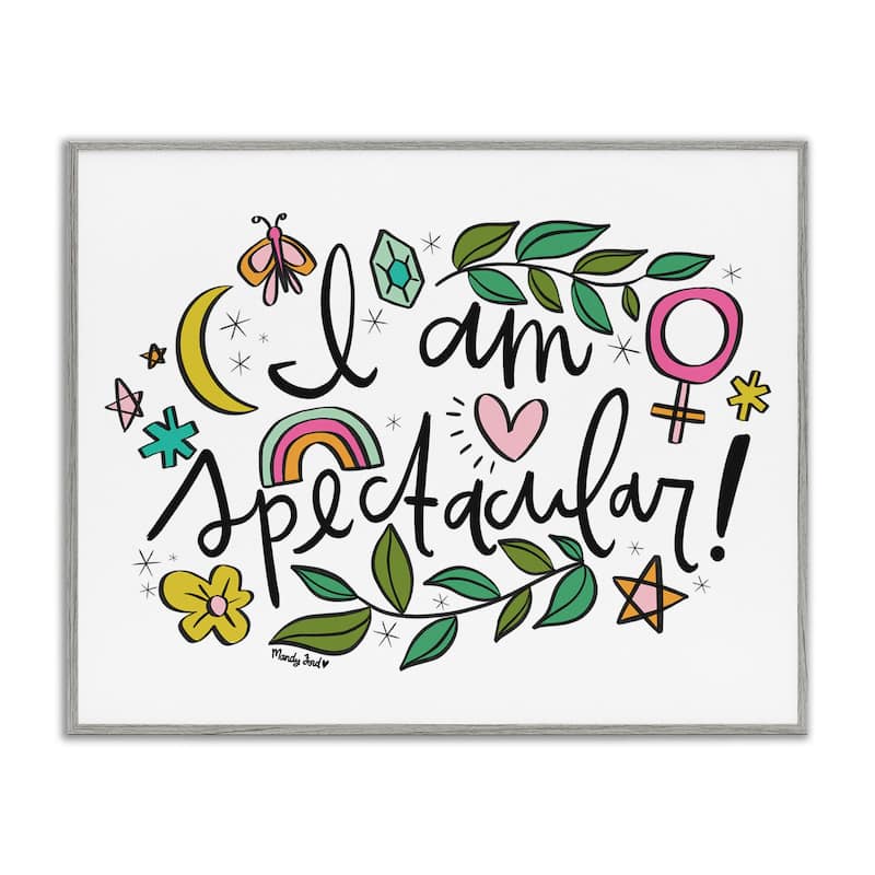 Stupell Motivational I Am Spectacular Framed Giclee Art Design By Mandy Ford Art + Illustration - 20 x 16 - Grey