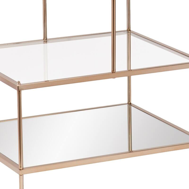 HomeRoots 24" Gold And Clear Glass Tiered Rectangular End Table - 20.5
