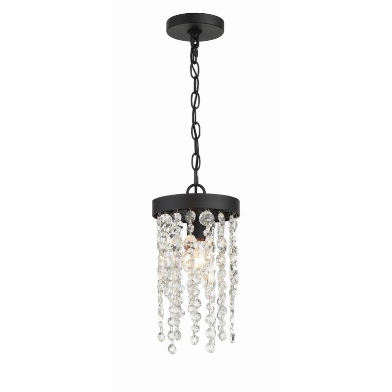 Winham 1 Light Black Forged Pendant - 7"W x 14"H