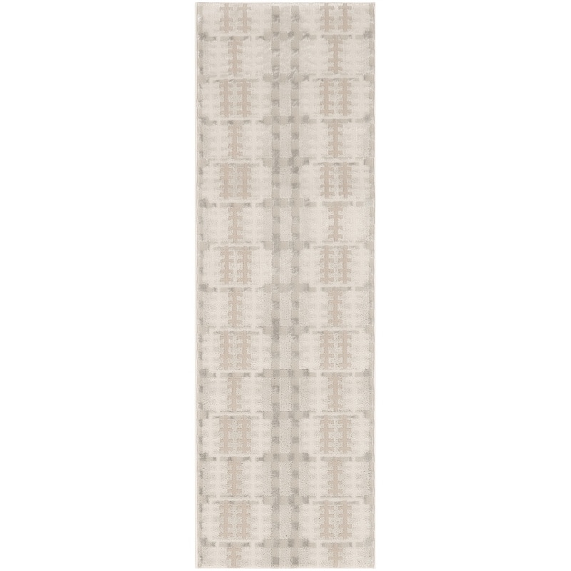 Nourison Nordic Indoor only Grey Geometric Area Rug - 2' x 6' - Ivory/Multicolor - Runner