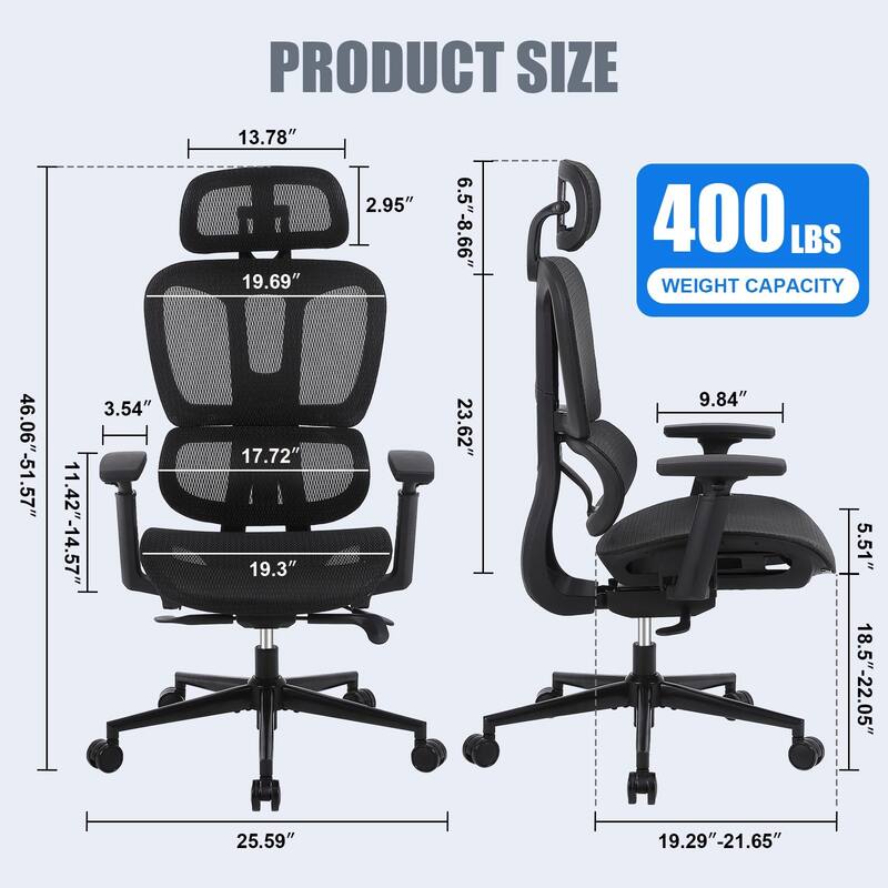 Ergonomic Office Chair with Lumbar Support, High Back Chairs with ...