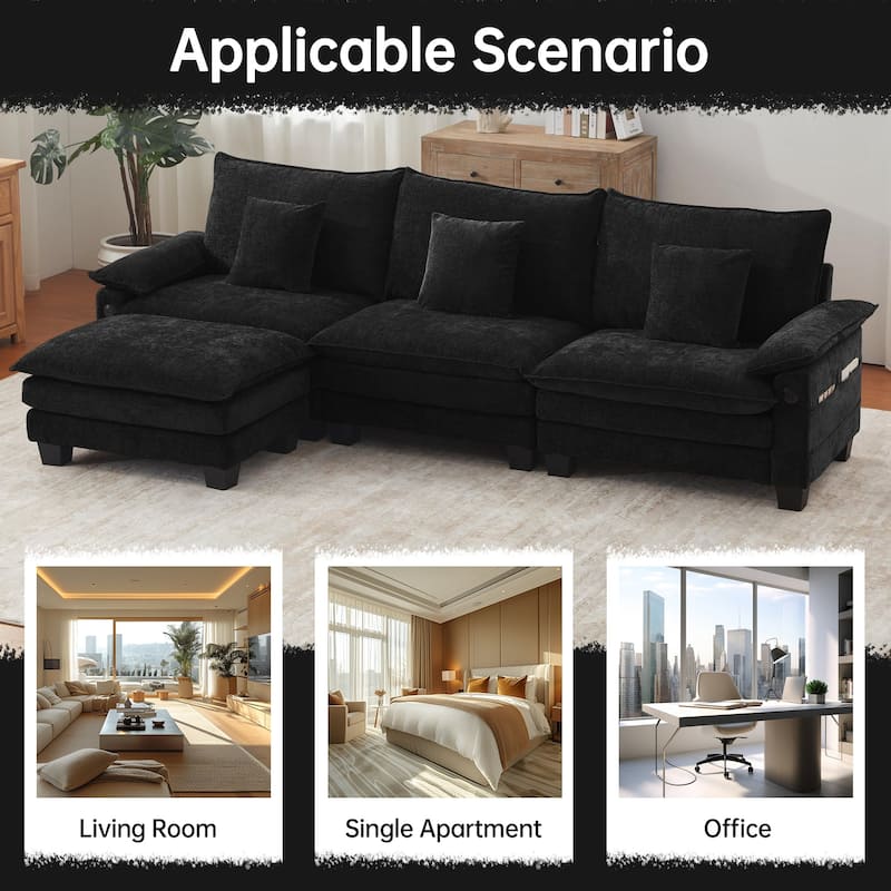 Modular Sectional Sofa Set Convertible Sectional Sleeper Sofa with Chaise for Apartment