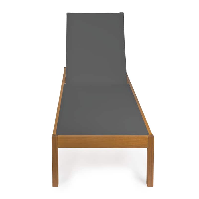 Leo 77.56"x26.38" Modern Minimalist Adjustable Acacia Wood Chaise Outdoor Lounge Chair, Natural by JONATHAN Y - Dark Gray