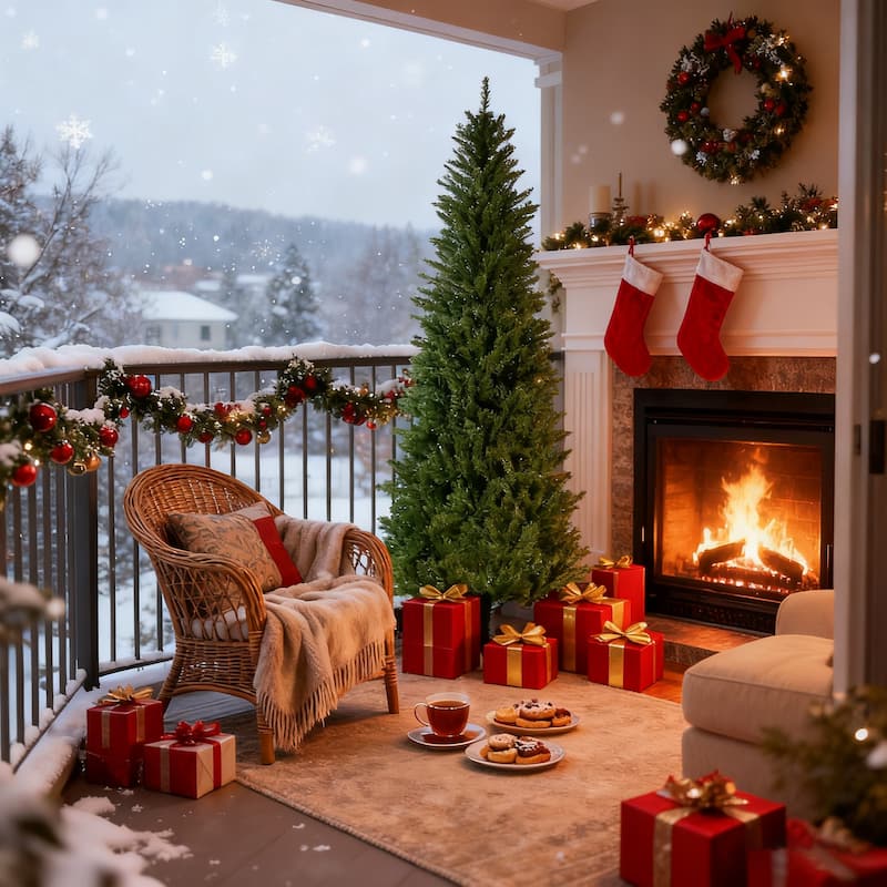 Anmytek 6FT Pencil Slim Christmas Tree - 754 Tips, Lifelike Dense Branches - 6 Foot