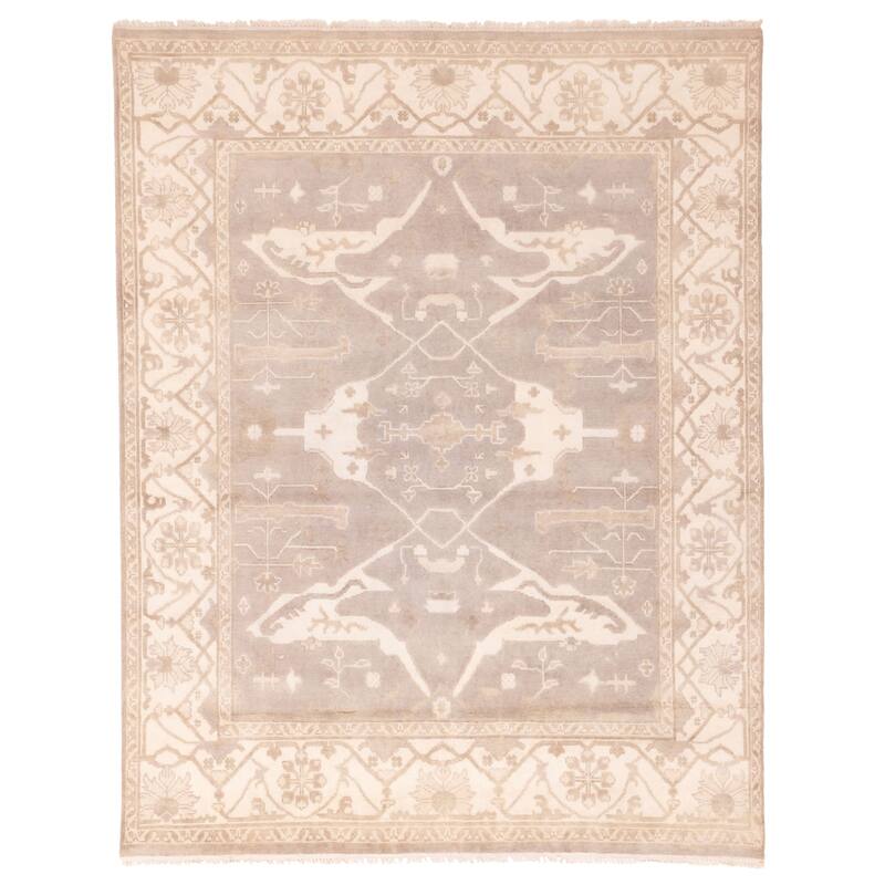 ECARPETGALLERY Hand-knotted Royal Oushak Taupe Wool Rug - 8'1 x 9'8